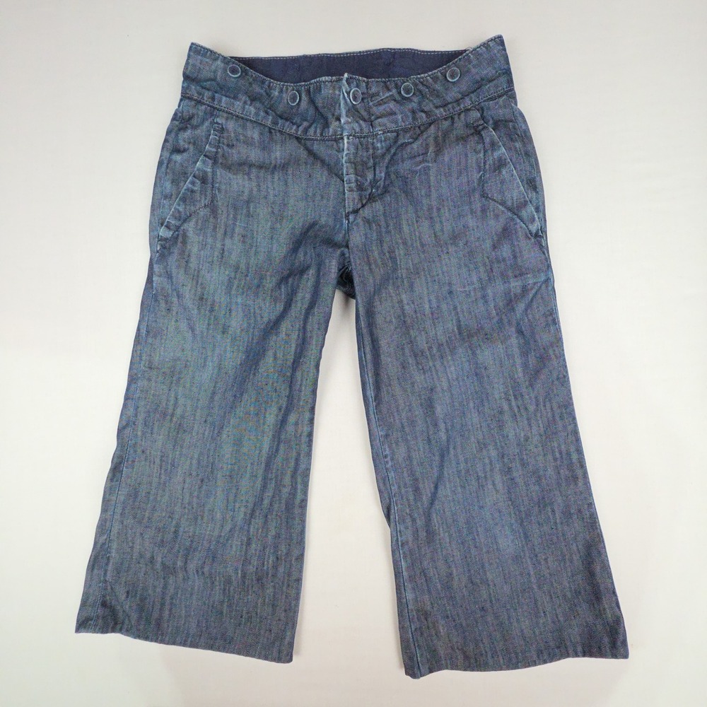 Y2K Banana Republic Urban Wide Leg Denim Capri Pants Womens 6 Organic Cotton